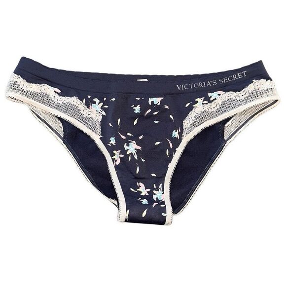 Victoria’s Secret Pink 2015 Sz L NWT Cheekini underwear panties, gray and floral - Picture 1 of 8